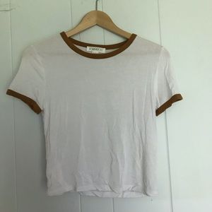 Mustard Yellow and White Cropped Tee